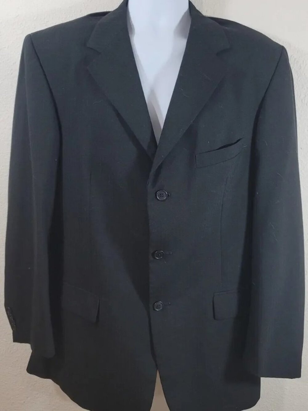 Hardwick Clothes Black 3 Button Lined Blazer 42L Lightweight Notched Collar